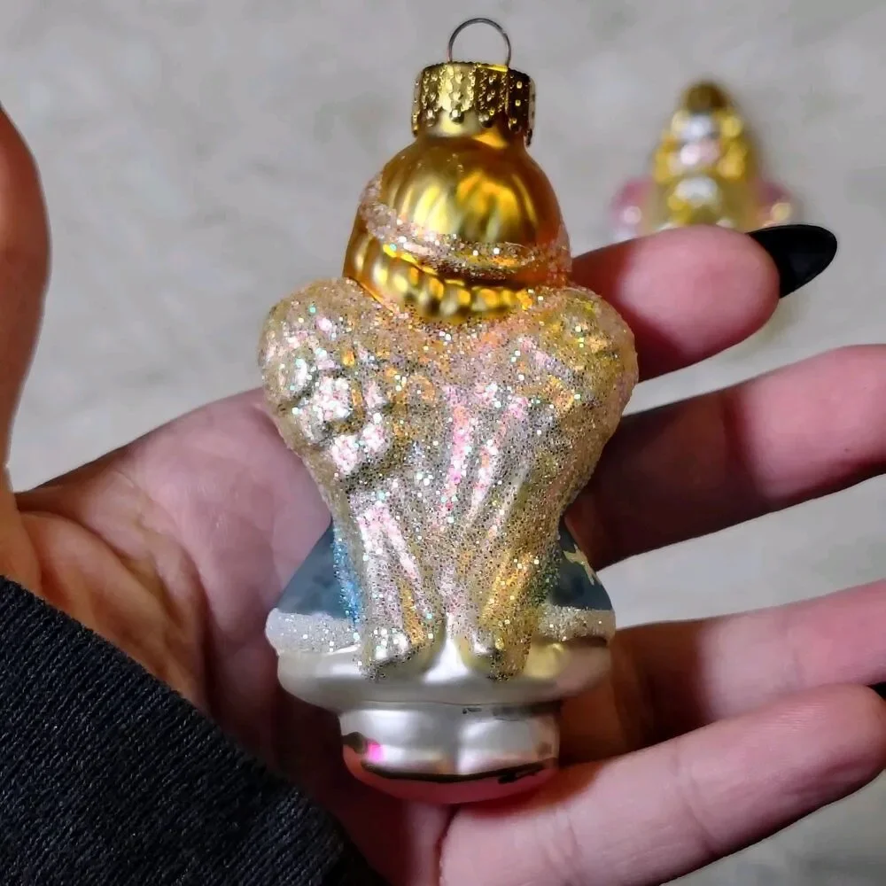 VTG Hand Blown Glass Angel Ornaments Lot Of 2
